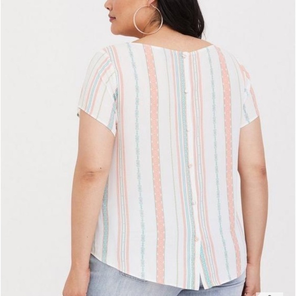 Torrid NWT Abbey Georgette Button Back Short Sleeve Blouse 1X - Picture 3 of 13